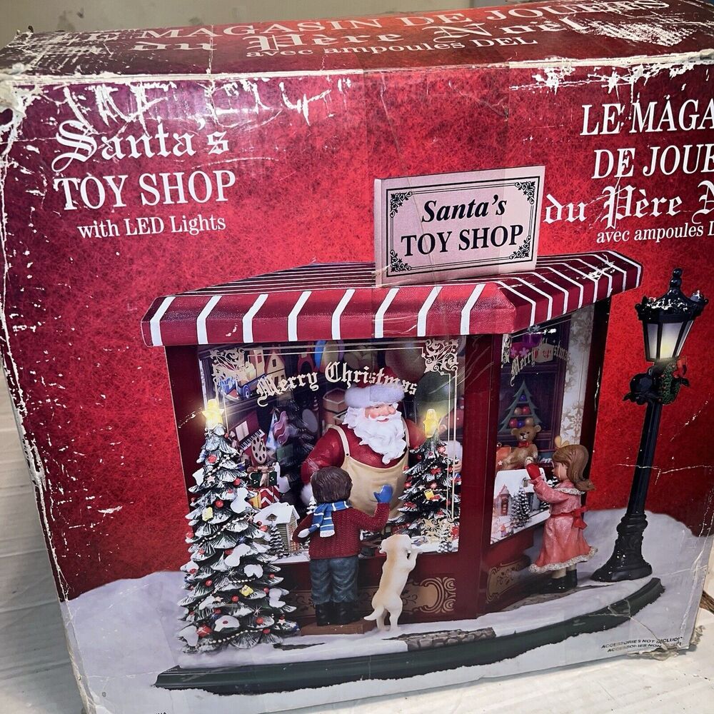 Santa's Toy Shop with LED Lights Christmas Holiday Decoration 11" Size Costco